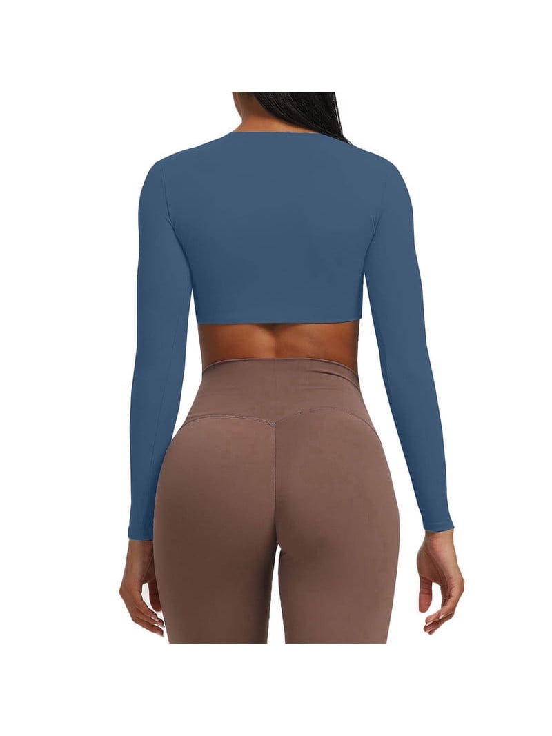 Inadays Long Sleeve Crop Tops for Women Sienna Twist Deep V