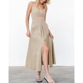 thumbnail image 6 of BTFBM Women Spaghetti Strap Midi Summer Dresses Sleeveless V Neck Cutout Slit Casual Beach Party Maxi Dress Pockets, 6 of 8