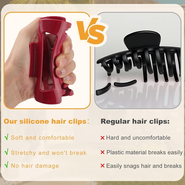 3 PCS Silicone Flexible Hair Claw Clips for Women Soft  display picture 1