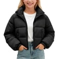 thumbnail image 4 of Bixock Toddler Girls Puffer Jackets Girls Winter Coats Kids Padded Coat Outerwear Long Sleeve Lapel Collar Zip Front Thermal Winter Jacket for Kids 2-15Years, 4 of 7