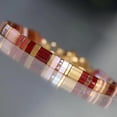 thumbnail image 2 of Red and Gold Ethnic Style Beaded Bracelet Handmade Boho Minimalist Charm Jewelry for Women, 2 of 5