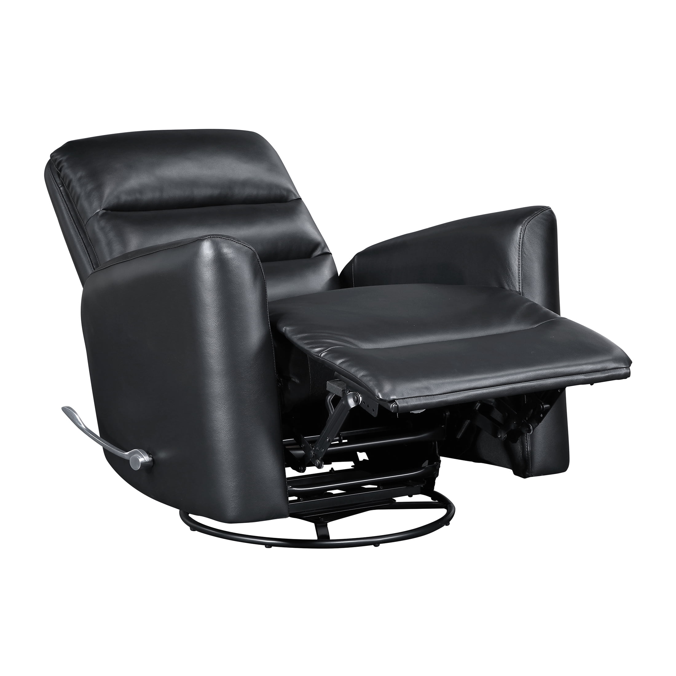 OakvillePark Crestshire Faux Leather Swivel Glider Reclining Chair, Black