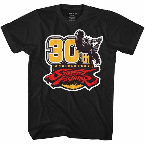 Street Fighter 30th Black Adult T-Shirt 3Xlt