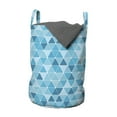 thumbnail image 1 of Blue Laundry Bag, Geometric Pattern with Triangles in Oceanic Winter Colors Abstract Mosaic, Basket with Handles Drawstring Closure for Laundromats, 13" x 19", Blue Sky Blue Pale Blue, by Ambesonne, 1 of 4