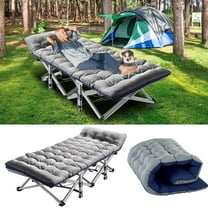Lilypelle Folding Camping Cot Bed for Adult, Double Layer Oxford Strong Heavy Duty Sleeping Cots with Carry Bag, Portable Travel Rollaway Bed Cots for Home/Office Nap and Beach Vacation