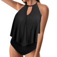 thumbnail image 2 of IDALL Tankini Swimsuits Bathing Suit Women Two Pieces Bathing Suit Top Ruffled With High Waisted Bottom Tankini Set Swim Suits for Women 2024 Womens Swimsuits Black 2XL, 2 of 9