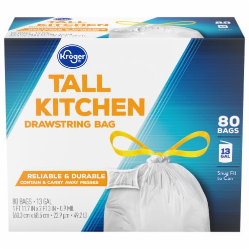 KR Tall 13 Gallon Kitchen Drawstring Trash Bags 80 ct