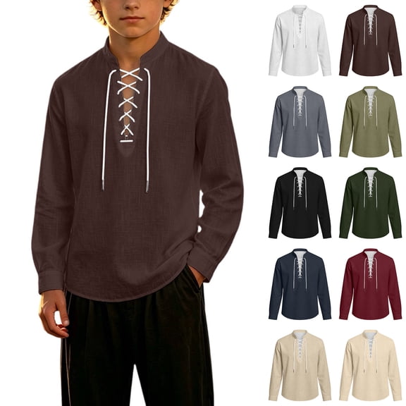Teen Boys' Costumes Long Sleeve Boys Medieval Shirt Pirate Costume Kids Dress up Clothes Boy Halloween Costumes 11-12 Years