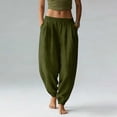 thumbnail image 2 of Cotton Linen Joggers for Women Ihhxva Casual with Pockets Elastic Waist Stretch Drawstring Pants Loose Fit Straight Leg Summer Lounge Tapered S-2XL, 2 of 6