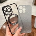 thumbnail image 2 of for iPhone 13 Pro Case Glitter Magnetic Compatible with MagSafe Full Camera Lens Protection Luxury Plating Cute Bling Clear Shockproof Slim Phone Case for Women Girls (Black), 2 of 14