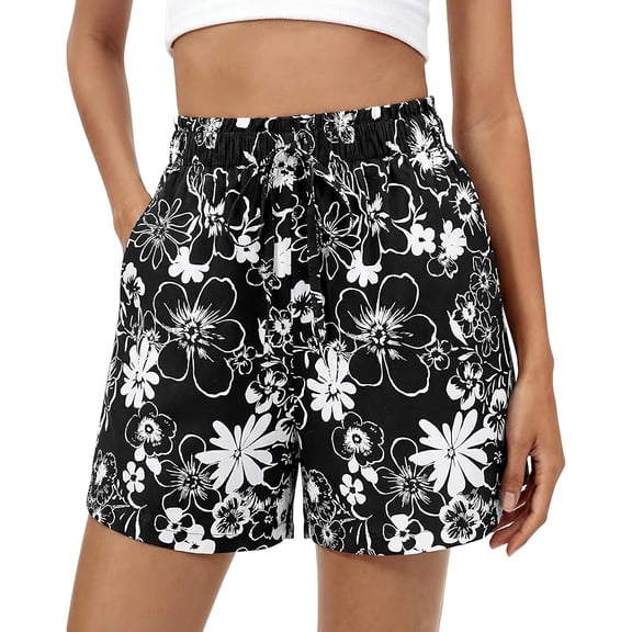 BTFBM Spring Summer Shorts for Women Dressy Casual High Waisted Wide Leg Floral Boho Shorts Beach Vacation Clothes
