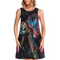 thumbnail image 1 of Fotbe Colorful Plant Turtle A Vestido de Verano sin Mangas para Mujer – Vestido Midi Línea A, Estilo Camiseta Floral, Vestido Playero Casual y Fluido, 1 of 7