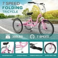 thumbnail image 2 of Lilypelle Adult Folding Tricycle with Low Step Through,20/24/26 inch 3 Wheel 7-Speed Foldable Cruiser Bike Trike with Cargo Basket for Women, Men, Seniors, 2 of 10
