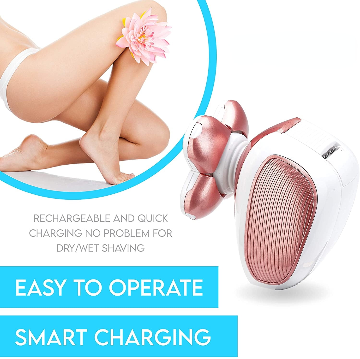 Electric Leg Shaver for Women - Electric Razor Rechargeable Painless Lady Razor for Leg Face Lips Body Underarms Armpit - Female Cordless Bikini Trimmer