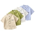 thumbnail image 3 of Hiijoy Big Boys Short Sleeve Pocket Shirt Summer Cotton Button-Down Shirt, Sizes 7-8Y, 3 of 3
