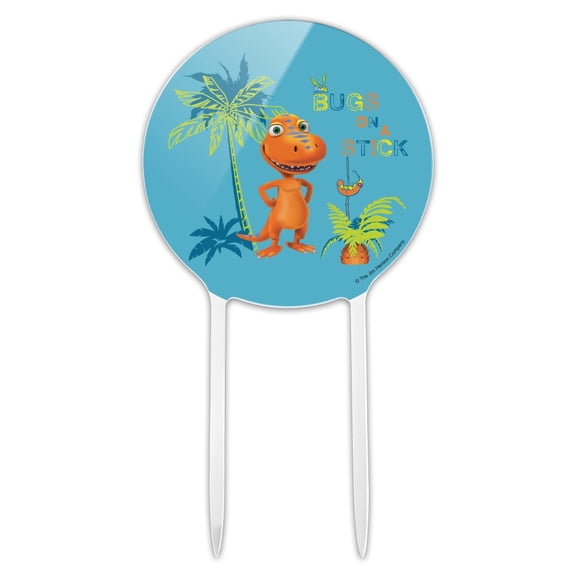 Acrylic Dinosaur Train Bugs on a Stick Buddy T-Rex Cake Topper Party Decoration for Wedding Anniversary Birthday Graduation