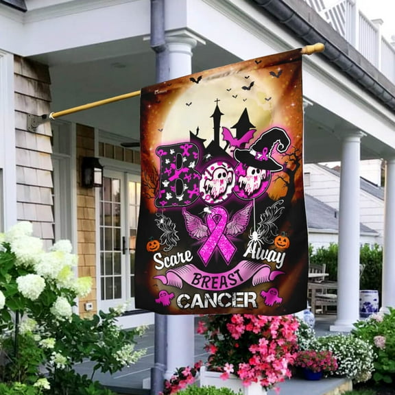 Flagwix Breast Cancer Decoration, Halloween And Breast Cancer Awareness Boo Flag - House Flag (30x40 in)