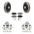 thumbnail image 1 of Transit Auto Rear Disc Brake Coated Caliper Drilled Slotted Rotors and Semi-Metallic Pads Kit for Car Ford Flex Lincoln MKS KCD-100503P, 1 of 11