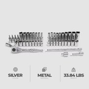 Master Mechanic 45-Piece SAE Socket Tool Set, 1/4 Inch Drive, Ratchet Kit