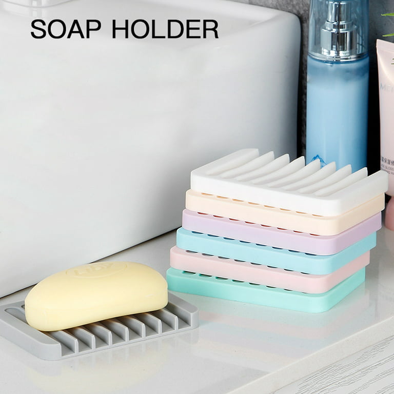 Flexible In Bathroom Silicone Soap Dish Soap Box Holder Dish Shower Soap  Tray Drain Holder For Kitchen Sink Sponge-White