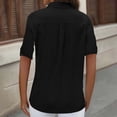 thumbnail image 2 of Business Casual Tops for Women Fashion Casual Solid Cotton Linen Pocket Short Sleeve Shirt Summer Tops, 2 of 7