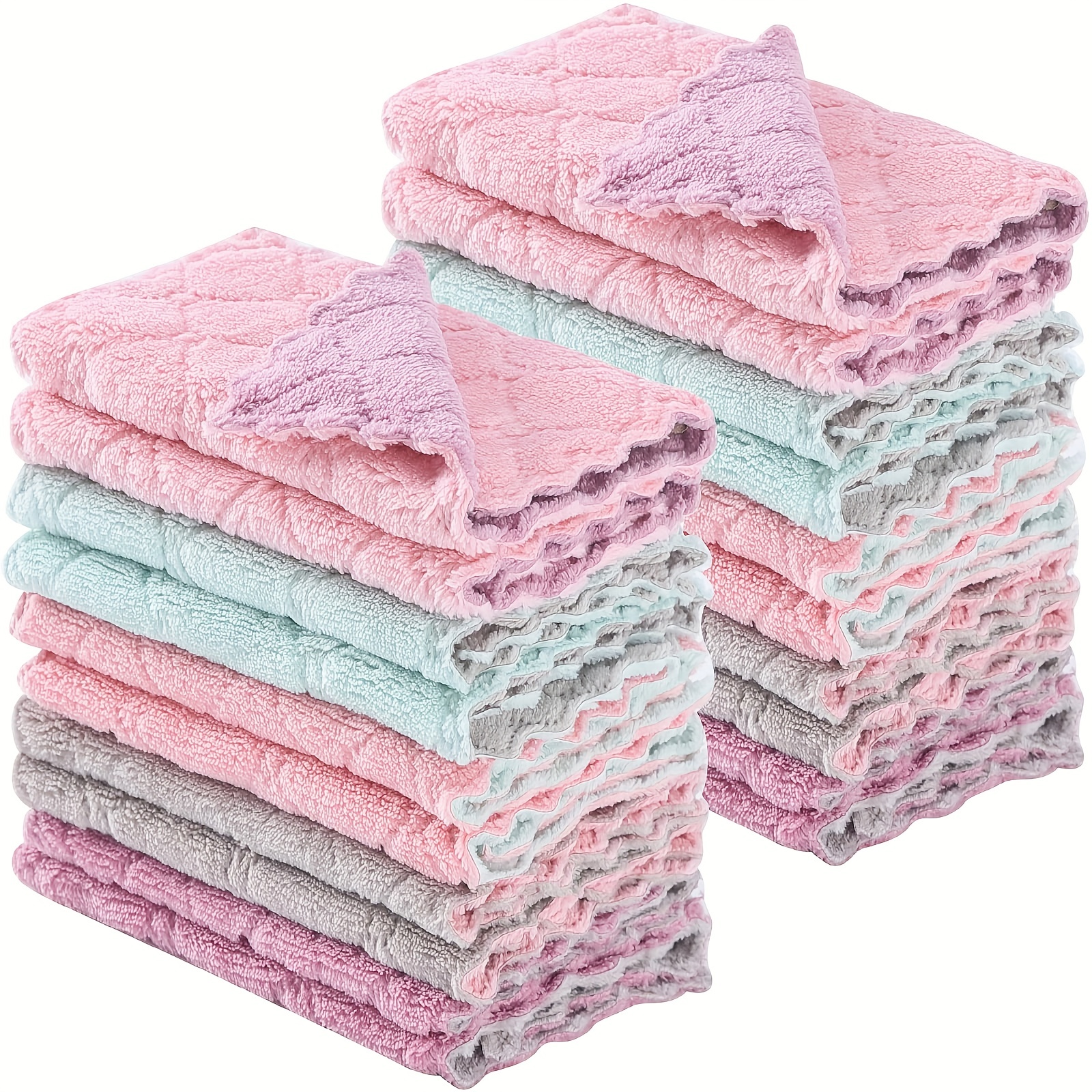 10/20pcs Kitchen Towels And Dishcloths Rag Set 9.4in*5.5in Small Dish Towels For Washing Dishes Dish Rags For Everyday Cooking Baking-Random Color