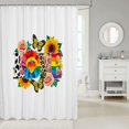 thumbnail image 2 of Manfei Rainbow Flower Shower Curtain 72Wx72L, Rustic Groovy Butterfly Bathroom Curtain, White Orange, 2 of 5