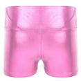 thumbnail image 4 of Lejafay Kids Girls Long Sleeve Gymnastics Leotards Set Shiny Metallic Leotards with Shorts Headband Pink 10, 4 of 9
