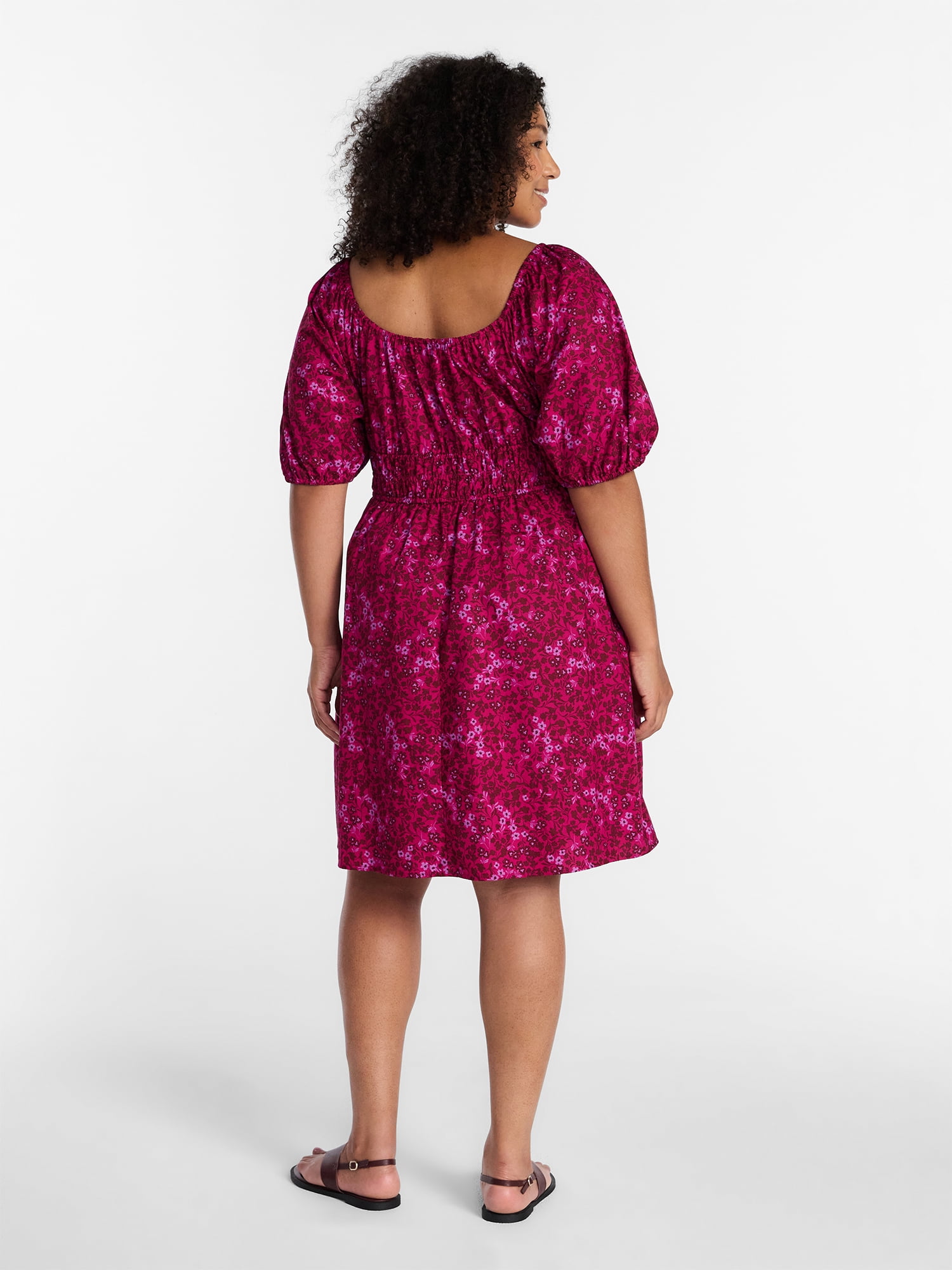 Terra and Sky Women's Plus Mini Cinched Waist Dress, Sizes 0X -5X