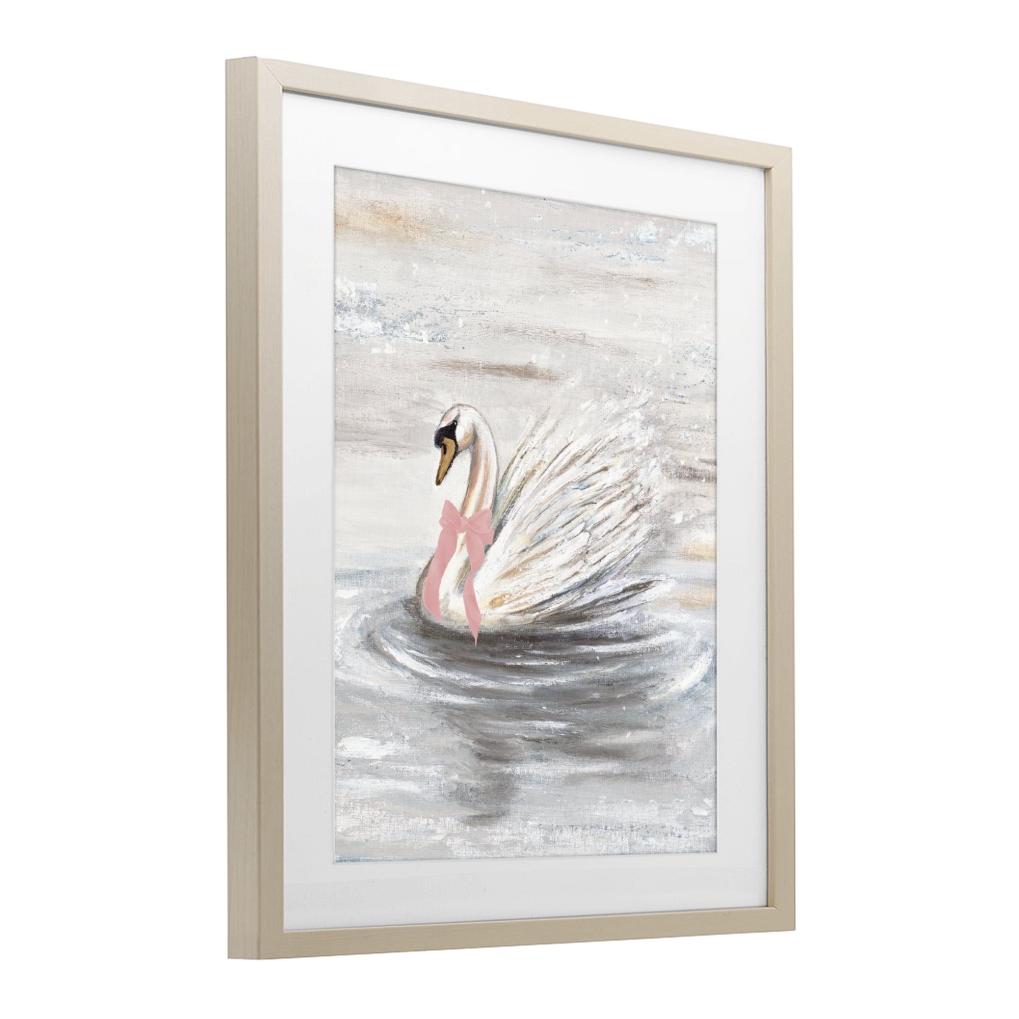 Stupell Industries Swan With Pink Bow & Ripples Birch Framed Print Under Glass, design by Patricia Pinto