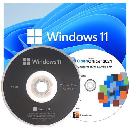 Microsoft Windows 11 Professional OEM 64 Bit DVD & Open Office. 2 in 1 Pack