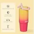 thumbnail image 2 of MAVIÉ 30oz Tumbler With Top Handle & Built-In Flip Straw + Sip Spout, Double Insulated Stainless Steel Water Bottle, 100% Leakproof & Reusable, Cup Holder Friendly Travel Coffee Mug (Pink Yellow), 2 of 4