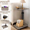thumbnail image 4 of YYuan C Table End Table Adjustable Height with Phone & Tablet Slot, Small Spaces End Table with Wheels - Side Table for Living Room or Bedroom, Gray, 4 of 6