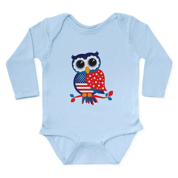 CafePress - USA Owl Body Suit - Long Sleeve Cotton Baby Bodysuit