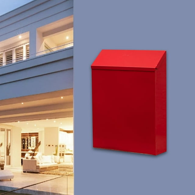 Wall Mounted Mailbox Drop Box with Lock for Outside House Outdoor Front Door Red