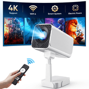 [Netflix Ready] Smart Projector with WiFi and Bluetooth, 4K 1080P Support, Electric Focus & Auto Keystone, Rotatable & Height-Adjustable Stand, Max 250 Screen