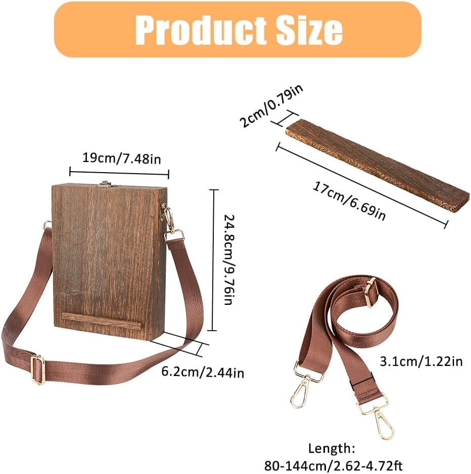 Writers Messenger Wood Box Tabletop Easel Box Painting Brush Tool Storage Cage Portable Storage Easel Box with Band for Outdoor Painting Drawing Sketching Writing