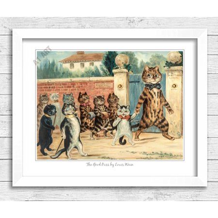 POSTER The Good Puss by Louis Wain. Vintage Cat Art Print. Pussy at School. Cat Lover Feline Gift Present. Munchkin, Persian, Longhair, Tiger 181-UNFRAMED