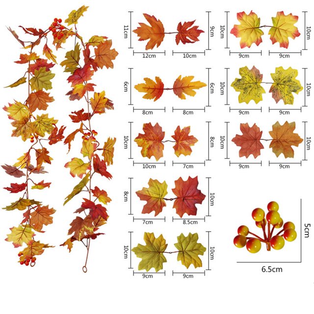 Prime SHISHIan Fall Decor Festival Simulation Maple Leaf Rattan Decoration Christmas Party Wall Hanging Maple Leaf Rattan ,Fake Plants,Fall Decor,Fake Flowers,Artificial Plants Indoor