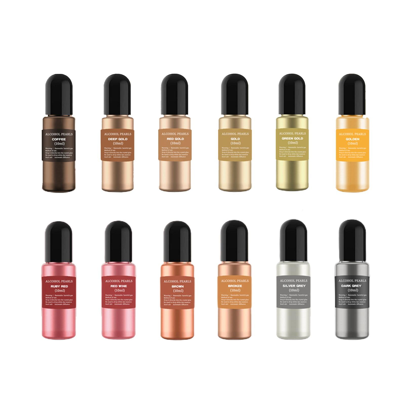 12 Color Ink Set, Epoxy Resin Pigment Liquid Dye 10ml Each Colorant Concentrated for Tumbler Making DIY Art Crafts Drawing