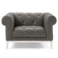 thumbnail image 5 of Contemporary Modern Urban Designer Living Room Lounge Club Lobby Armchair Accent Chair, Leather, Grey Gray, 5 of 7