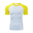 thumbnail image 3 of Adeawade Men T Shirts Round Neck Tight Fitting Training Sports Fitness Running Sweat Wicking Quick Drying Short Sleeved T Shirt Top Basic Wear Light Yellow L, 3 of 3