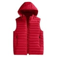 thumbnail image 3 of QATAINLAV Men's Removable Hood Puffer Vest Solid Color Zip-Up Collar Sleeveless Jacket Outdoor Casual Quilted Coats with Pockets, Red, XXXXL, 3 of 4