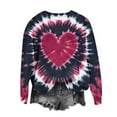 thumbnail image 5 of FNFYFH Valentine Shirts for Women Long Sleeve Tie Dye Heart Graphic Sweatshirt Valentines Day T Shirt Basic Tee Tops, 5 of 5