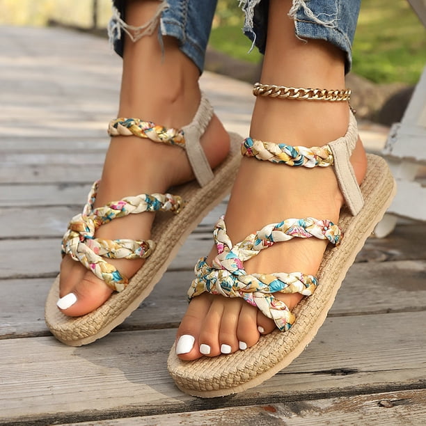 WILLBEST Sandalias Casuales Para Mujer Sandalias Cómodas Para Uso Diario Con Diseño Hueco Y Cierre Para Atuendos Casuales Y Actividades De Verano