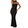 thumbnail image 1 of Wdgfv Robe Maxi d'Été en Satin Sans Bretelles pour Femmes, Élégante, Dos Nu, Col Licou, Robe de Soirée Formelle, Invité de Mariage, 1 of 5