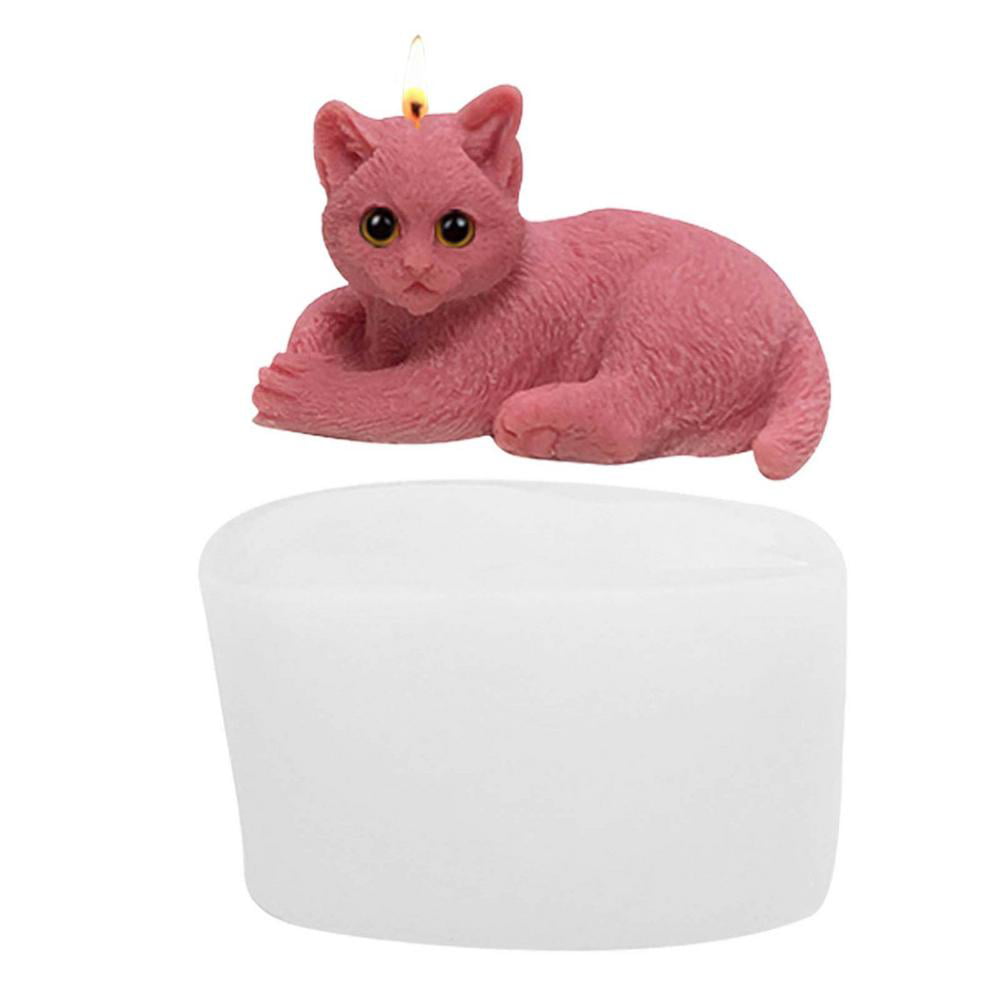 1PC 3D Cute Cat Shape Soap Silicone Candle Mold Fondant Chocolate Cake Baking 