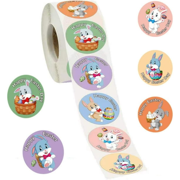 Stickers lapin de Pâques Handmade Autocollants oeufs de Pâques pour idéal  pour Décoration de Pâques DIY Cuisson Scrapbooking Cadeau Décor 1 Rouleau  500 Pièces 
