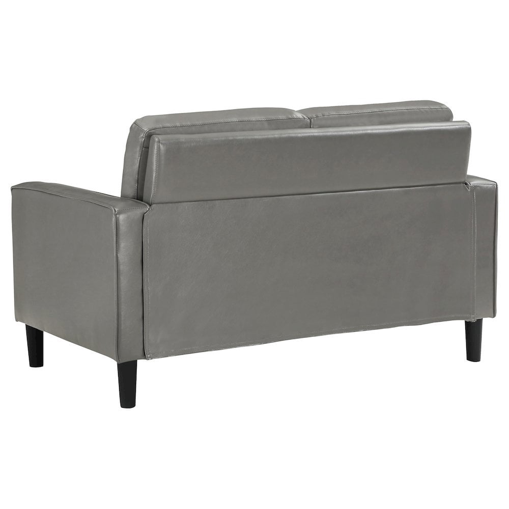 FurniFact Gray Faux Leather 2 Seater Couch, Leather Loveseat Sofa for Living Room