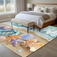 thumbnail image 4 of Summer Nautical Area Rugs 8'x10', Washable Small Throw Rugs for Living Room Patio, Ocean Beach Flip Flops Shells Waves Green Indoor Outdoor Rug Non-Slip Low Pile Carpet Runner Reversible Floor Mats, 4 of 8